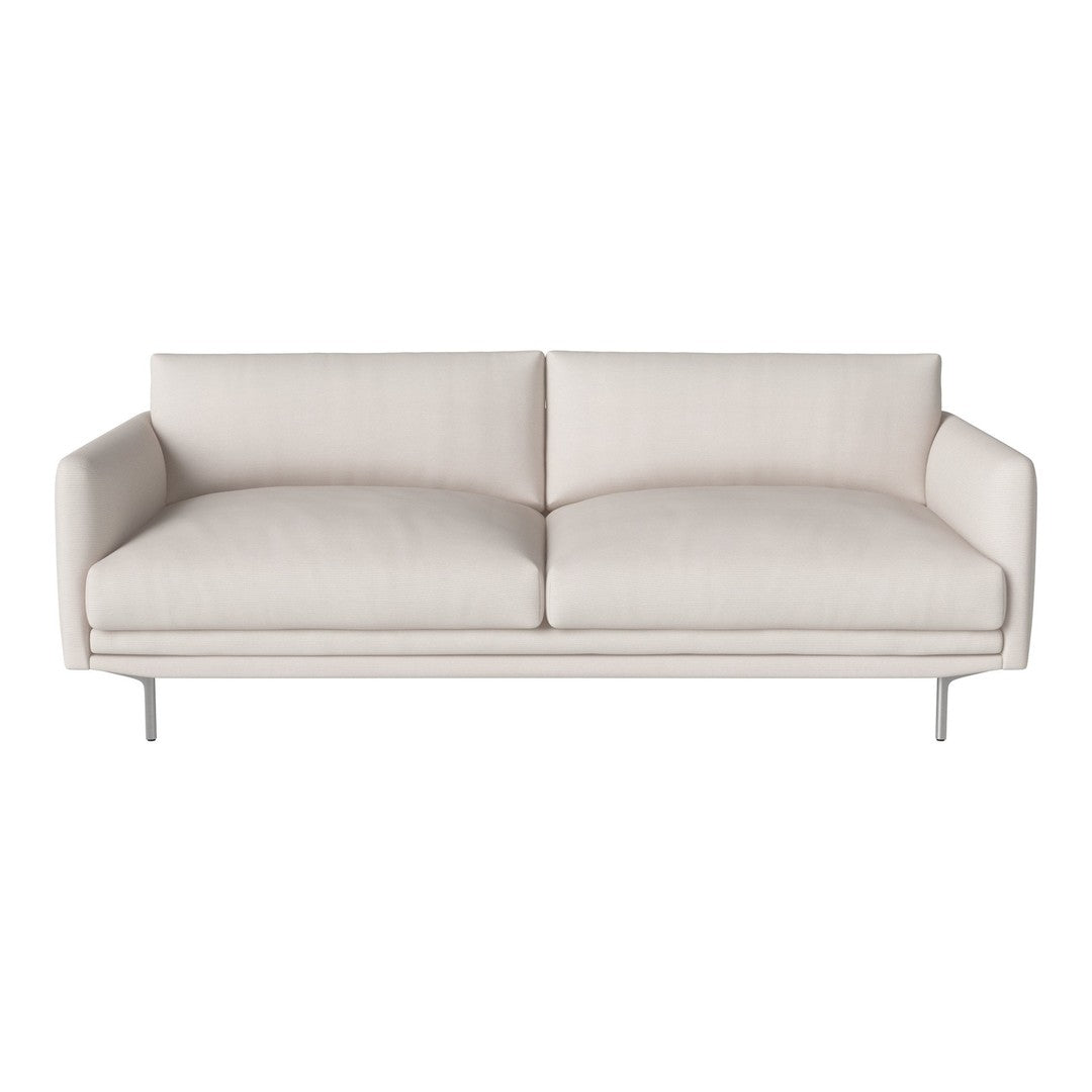 Light beige modern sofa with smooth fabric and simple design, featuring clean lines and no visible patterns.