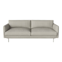 Light gray sofa with a sleek, minimalist design and smooth, solid fabric upholstery. Modern and versatile accent piece.