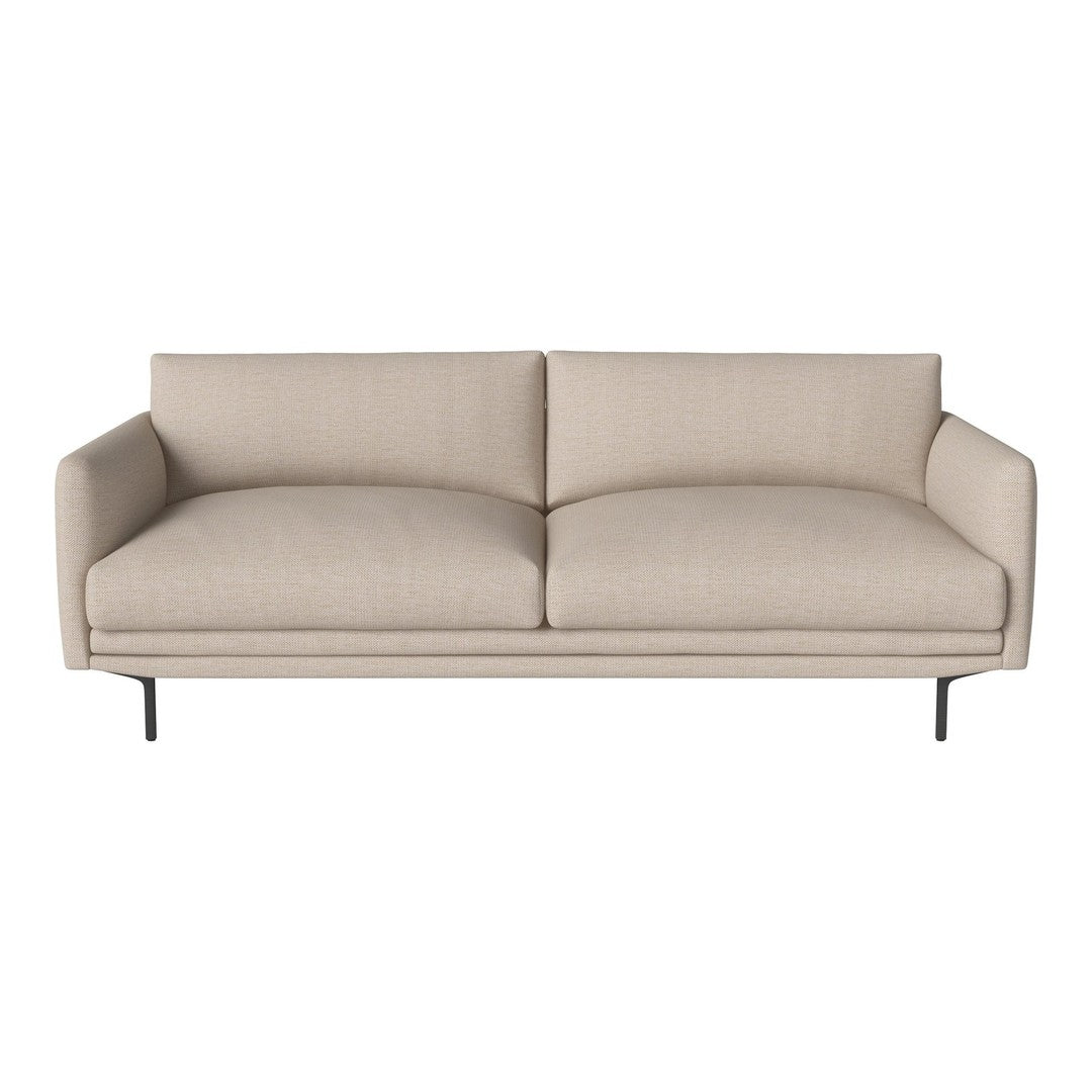 Light beige sofa with smooth fabric and simple, modern design, featuring clean lines and minimalistic elegance.