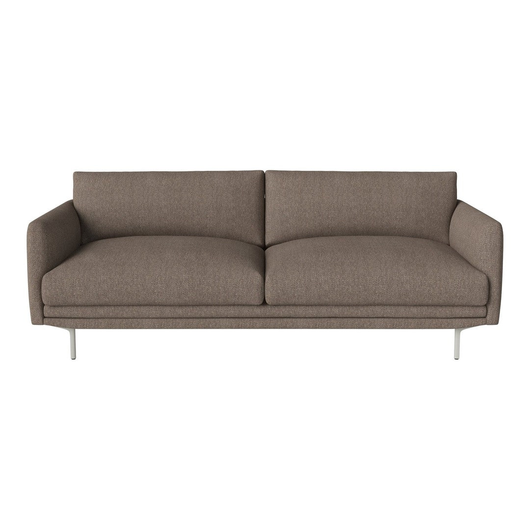 Modern brown sofa with a minimalist design; soft fabric and smooth lines, perfect for contemporary interiors.