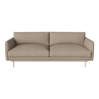 Beige modern sofa with smooth fabric and minimalist design, featuring subtle texture and clean lines.