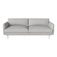 Light gray sofa with a smooth fabric texture and simple, modern lines. Elegant and minimalist design.