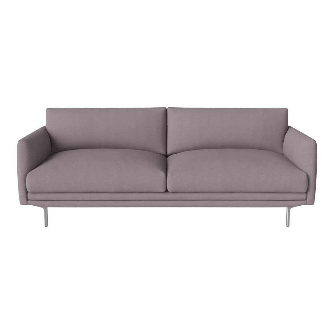 Light gray sofa with a minimalist design, featuring smooth fabric and no visible patterns.