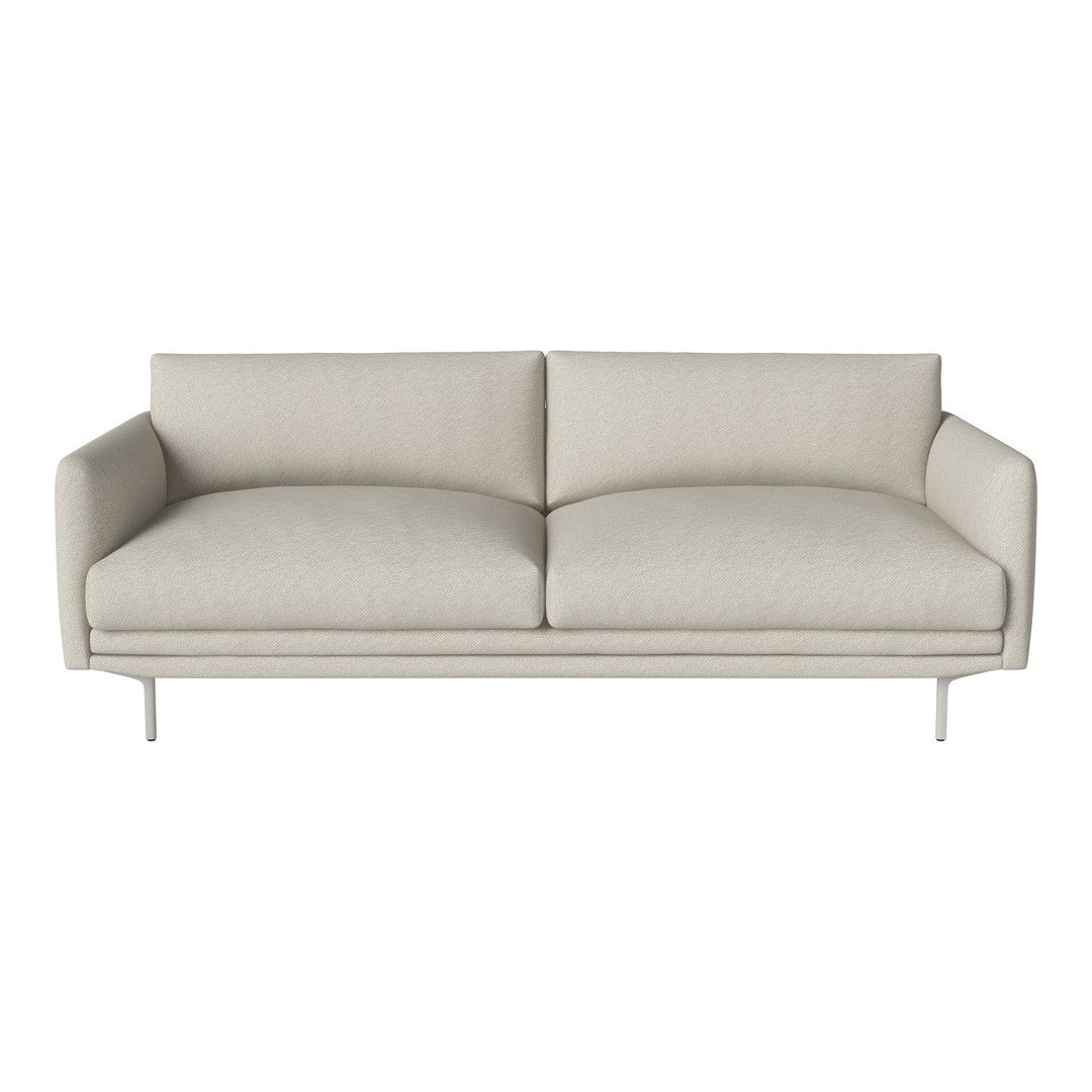 Light gray, minimalist sofa with smooth fabric and clean lines, perfect for modern decor.