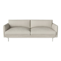 Light gray, minimalist sofa with smooth fabric and clean lines, perfect for modern decor.