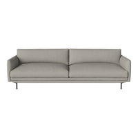 Modern gray sofa with a smooth texture and minimalist design, featuring clean lines and subtle cushioning.