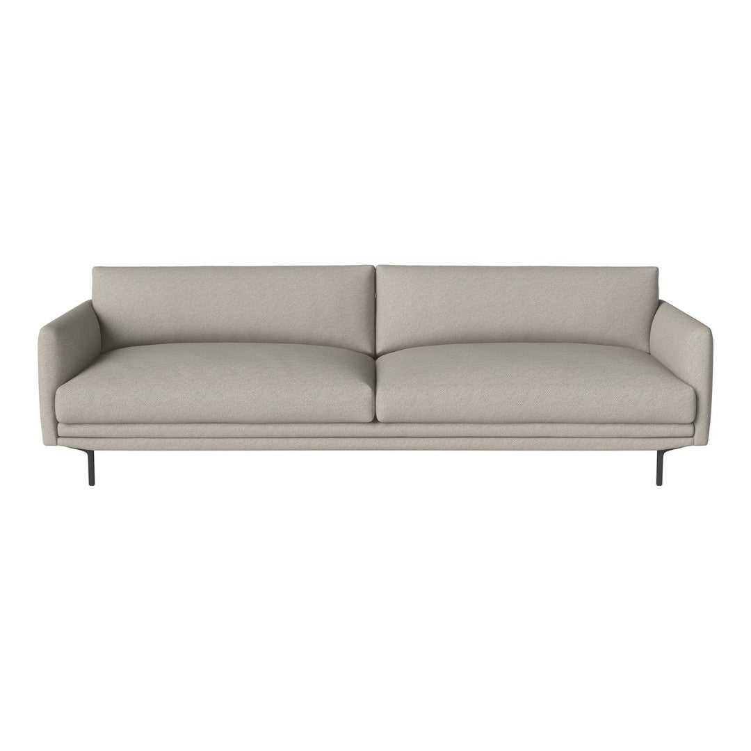 Light gray fabric sofa with clean lines and a modern design, featuring a minimalistic and sleek profile.
