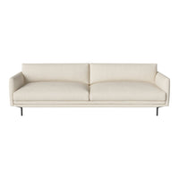 Cream-colored modern sofa with sleek, minimalist design and subtle textured pattern on upholstery.