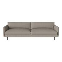Light gray minimalist sofa with smooth upholstery and sleek metal legs. Perfect for modern living spaces.