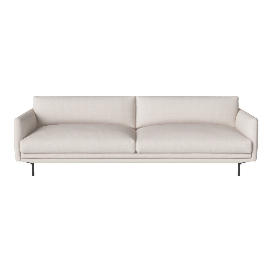 Light beige modern sofa with a smooth fabric finish and clean lines, featuring minimalist design and no patterns.
