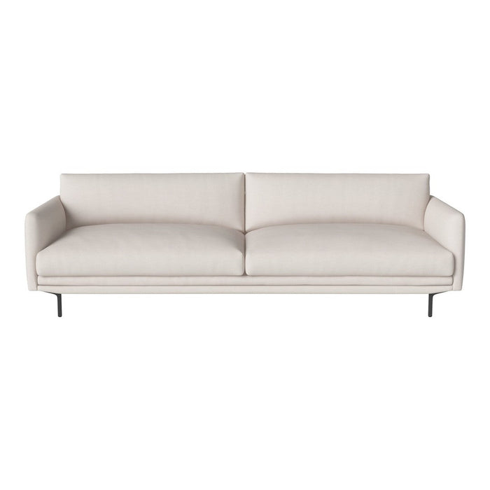 Light beige modern sofa with a smooth fabric finish and clean lines, featuring minimalist design and no patterns.