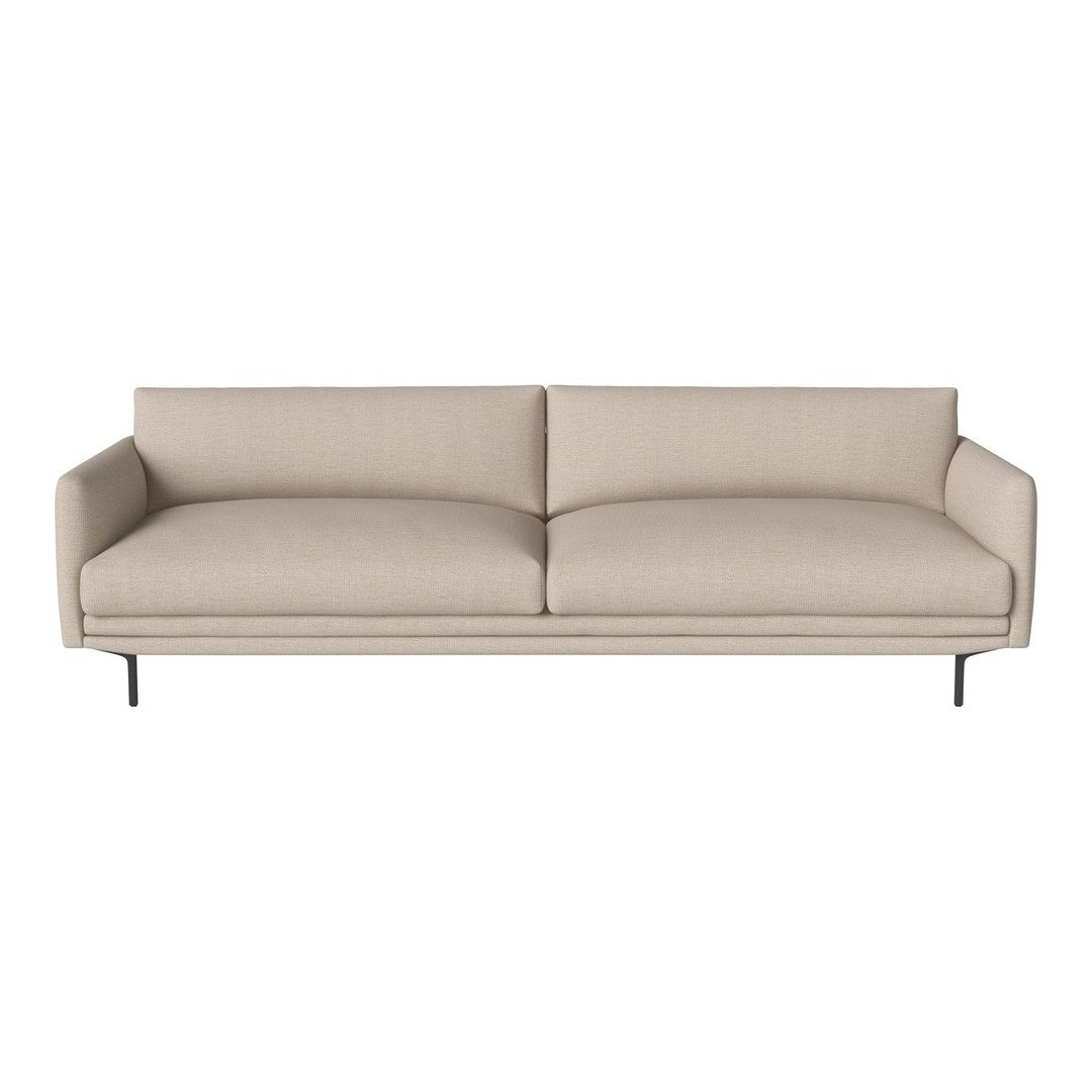 Beige contemporary sofa with sleek lines and minimalistic design, perfect for modern living spaces.