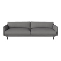 Gray modern sofa with a clean design and subtle textured pattern, featuring sleek metal legs.