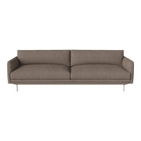 Modern gray sofa with smooth fabric and sleek silver legs, ideal for contemporary living spaces.