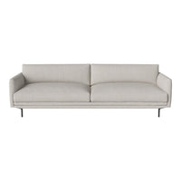 Light gray fabric sofa with a smooth surface and minimalist design, featuring clean lines and no visible pattern.