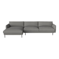 Modern gray sectional sofa with sleek lines and smooth fabric, perfect for contemporary home decor.