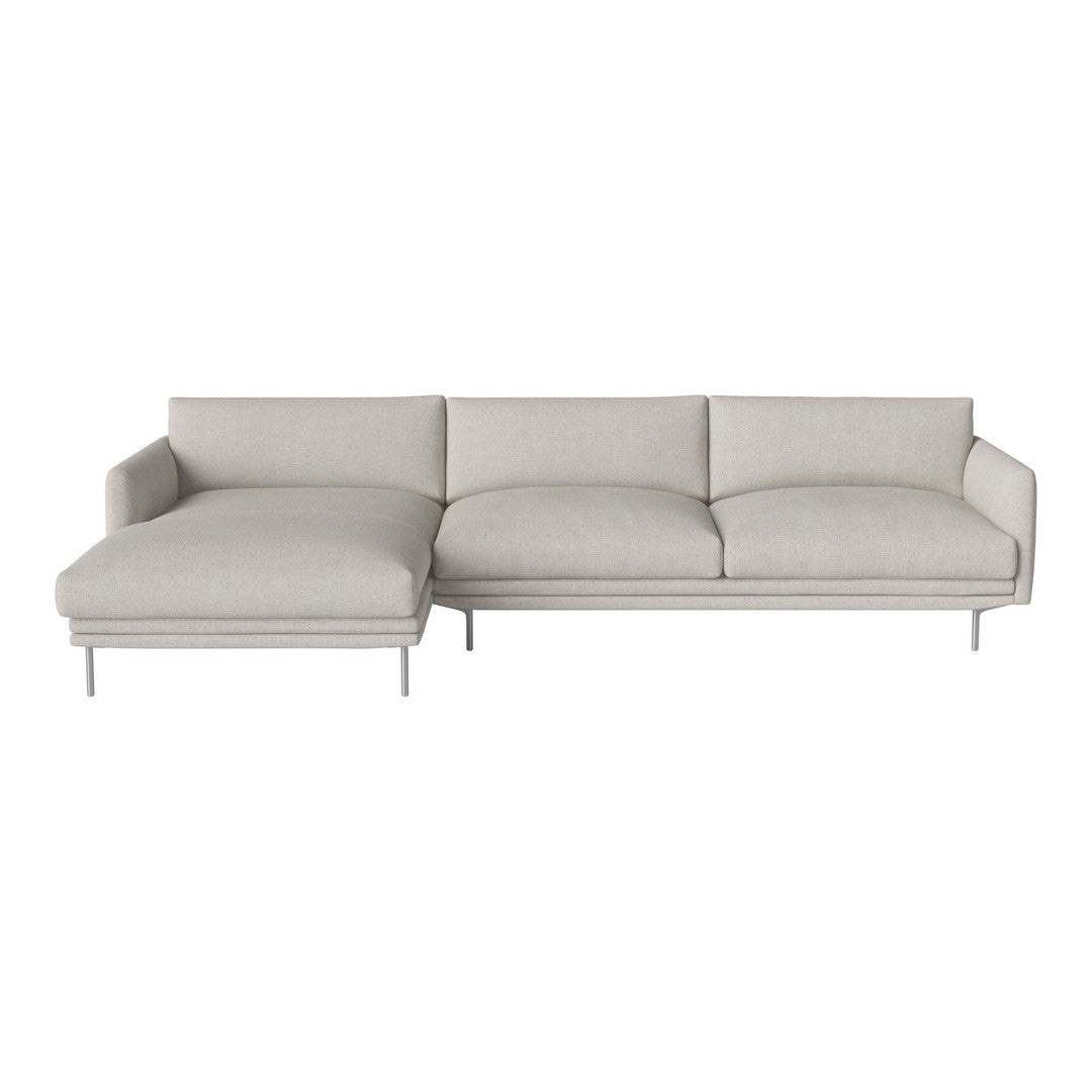 Light gray modern sectional sofa with smooth fabric and minimalist design. Perfect for contemporary decor.