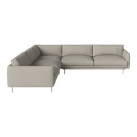 Light gray sectional sofa with a sleek, minimalist design and subtle fabric texture, perfect for modern interiors.