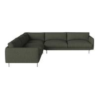 Modern dark green sectional sofa with clean lines and plush cushions. Ideal for minimalist decor. 