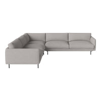 Light gray sectional sofa with a minimalist design and soft, plush cushions, perfect for modern interiors.