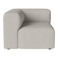 Textured light gray corner sofa with a minimalist design and soft curves, ideal for modern interiors.