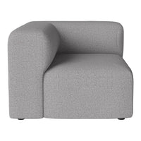 Grey upholstered modular sofa with a smooth, solid pattern and modern, rounded edges. Perfect for contemporary spaces.