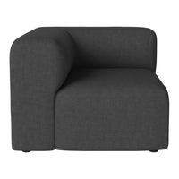 Dark gray corner chair with a modern, minimalist design and smooth, fabric texture. Perfect for contemporary decor.
