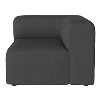 Modern gray fabric corner sofa with a minimalist design and clean lines, perfect for contemporary interiors.