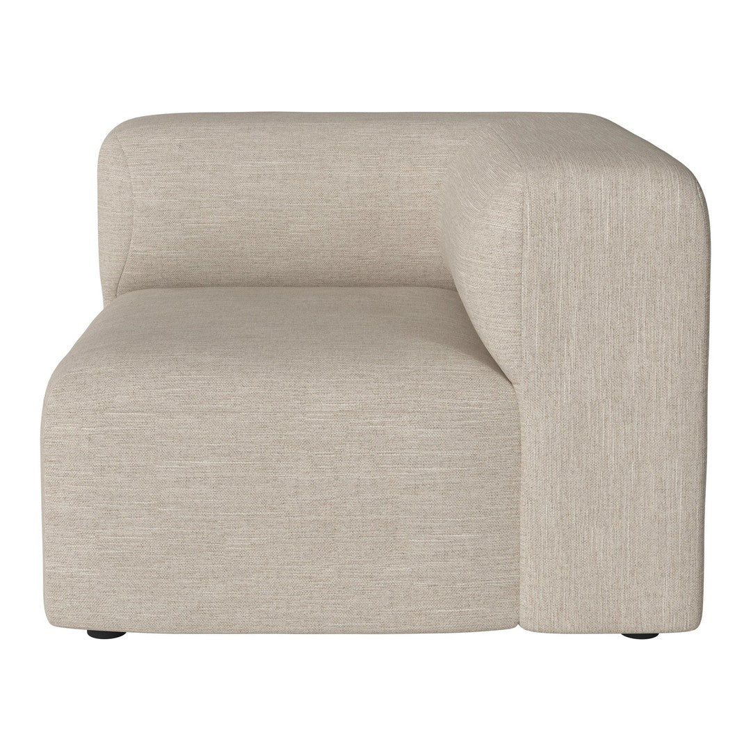 Beige corner sofa with a textured fabric and minimalist design, perfect for modern living spaces.