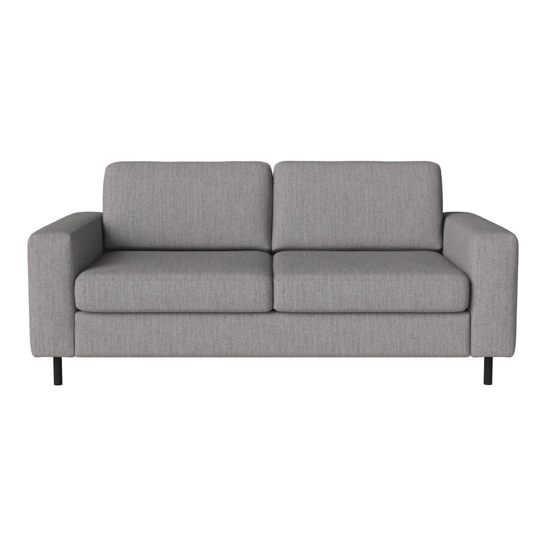 Gray upholstered sofa with a sleek, minimalist design and subtle textured pattern. Perfect for modern living spaces.