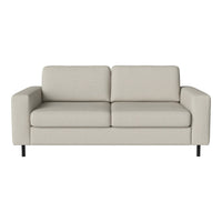 Light gray modern sofa with a minimalist design and smooth fabric, perfect for contemporary living spaces.