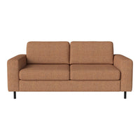 Brown textured fabric sofa with clean lines and a modern design, featuring subtle woven patterns.