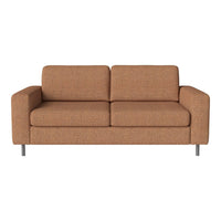 Brown patterned fabric sofa with contemporary design, featuring clean lines and silver legs. Perfect for modern interiors.
