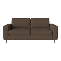 Brown textured sofa with a minimalist design and silver legs, perfect for modern living spaces.