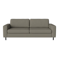 Stylish gray sofa with a minimalist design and smooth upholstery, perfect for modern living spaces.