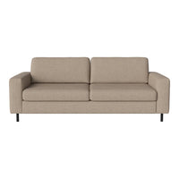 Neutral beige sofa with a simple, modern design and smooth texture, featuring straight lines and no visible patterns.