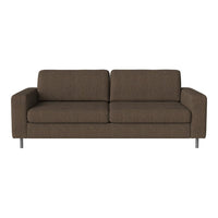 Brown woven fabric sofa with a modern design and clean lines, perfect for contemporary living spaces.