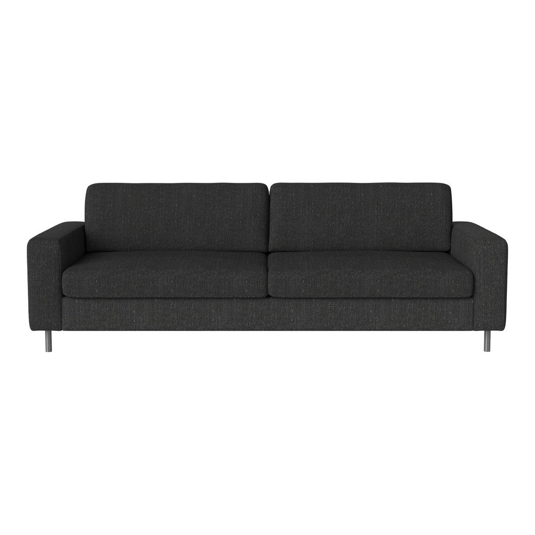 Modern gray sofa with a clean design and textured fabric, featuring solid, neutral color. Ideal for contemporary spaces.