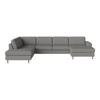 Gray sectional sofa with clean lines and a modern, minimalist design. Soft fabric upholstery complements any decor.