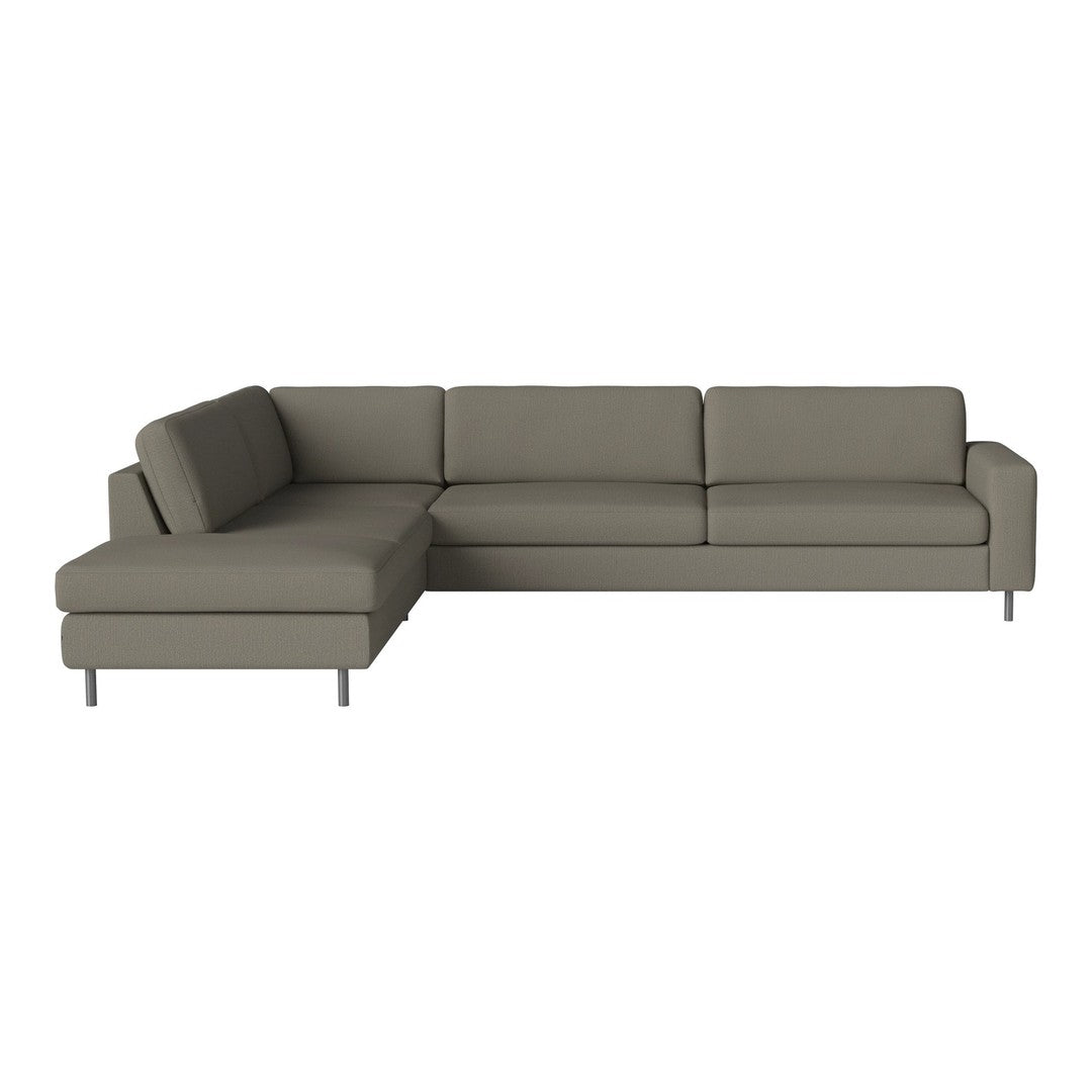 Modern sectional sofa in muted gray with clean lines and a sleek design, perfect for contemporary interiors.