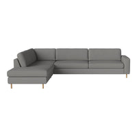 Gray sectional sofa with clean lines and subtle texture, featuring light wooden legs. Perfect for modern living spaces.