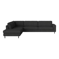 Modern black sectional sofa with a sleek, textured fabric and clean lines for a stylish living space.