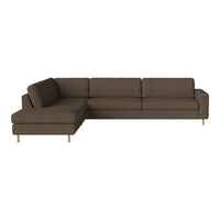 Brown fabric sectional sofa with a clean, modern design and subtle textured pattern. Perfect for stylish living rooms.