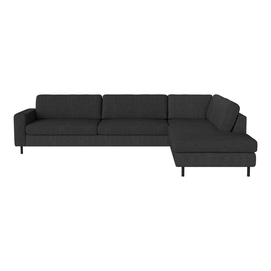 Stylish dark gray sectional sofa with clean lines and a modern minimalist design. Perfect for contemporary living spaces.