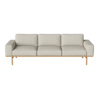 Light gray, textured fabric sofa with a minimalist design and natural wood legs. Perfect for modern interiors.