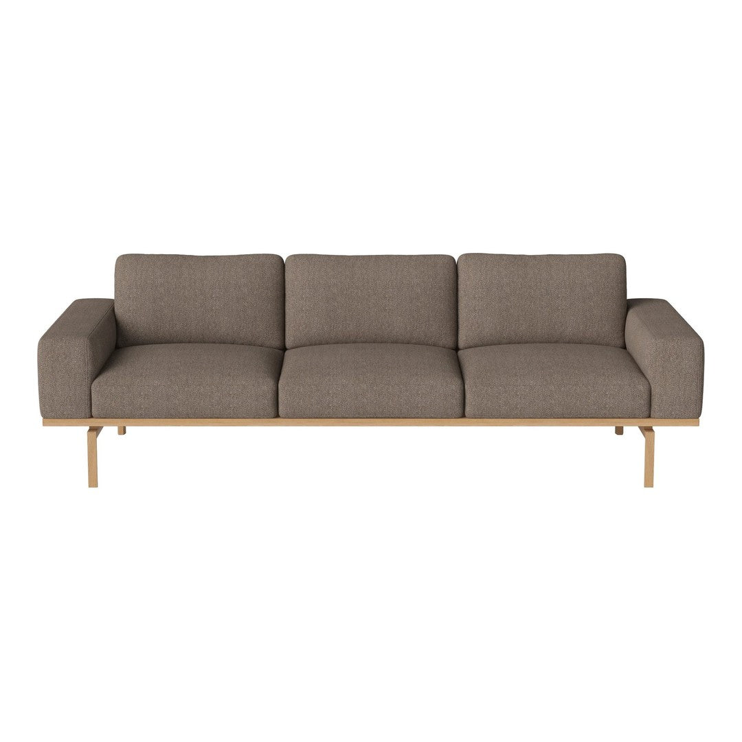 Modern sofa featuring a textured brown fabric and light wood frame, perfect for contemporary living spaces.