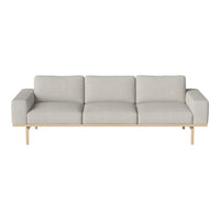 Light gray modern sofa with clean lines and plush cushions, featuring a minimalist design and natural wood legs.