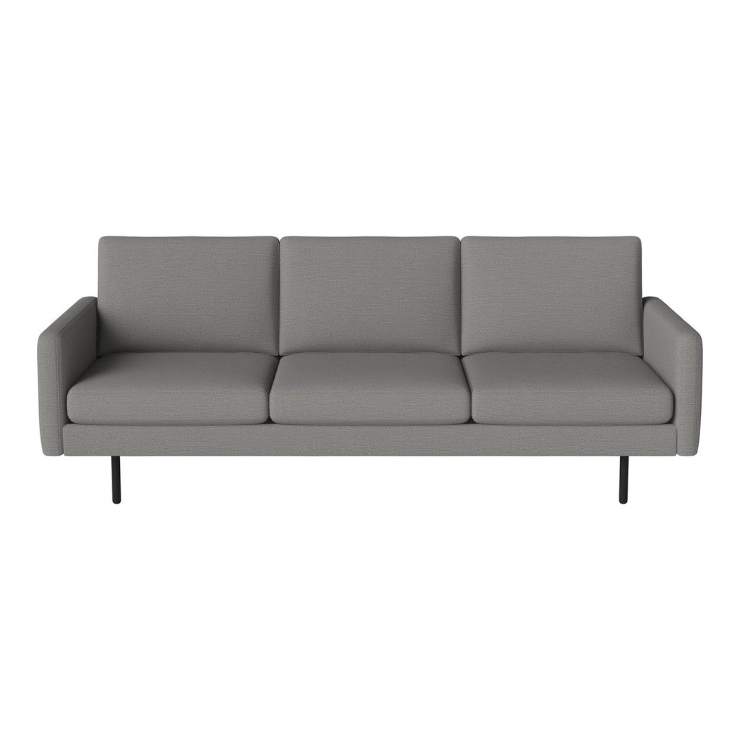 Gray modern sofa with clean lines and a minimalist design, featuring a solid color and no visible patterns.