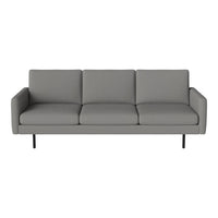 Gray modern sofa with clean lines and a minimalist design, featuring a solid color and no visible patterns.