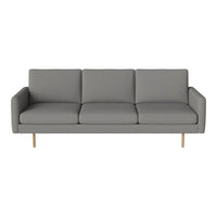 Gray fabric sofa with clean lines and subtle texture, featuring light wood legs for a modern touch.